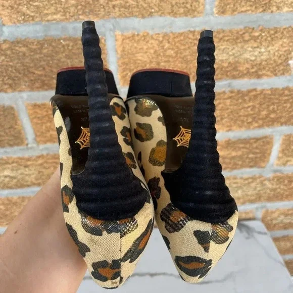 Charlotte Olympia Dolly Leopard Beige Gold Black Figure Heel Platform Pu… - Picture 8 of 16